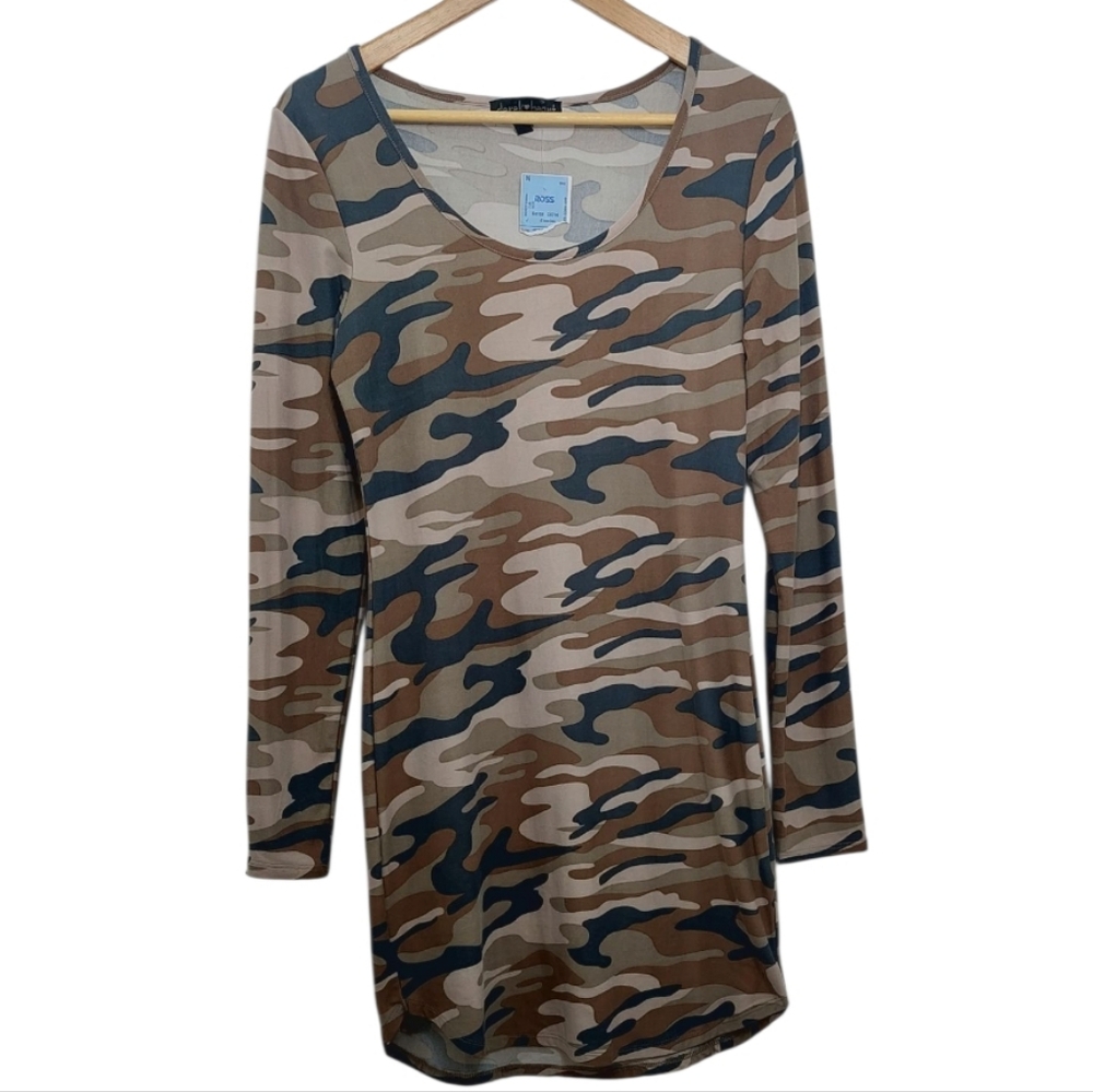Derek Heart Junior's Size Large Dress Bodycon Camoflauge Long Sleeve